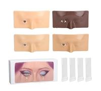 Vomeko 4 Sets Eye Makeup Practice Face Board, Closing Opening Eyes Reusable Silicone Mannequin Face Board,for Beginner or Professional Enthusiasts