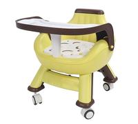 Vomeko Baby Dinning Chair with Wheels, Kids Dinning Chair with Tray,Backrest Sound Cushion Spine Protection Toddler Floor Feeding Chair (Yellow)