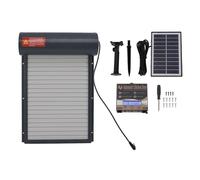 Vomeko Solar Powered Automatic Chicken Coop Door Programmable Timer with LED Display, Durable Iron Construction, Time Control for Poultry Safety (Grey)
