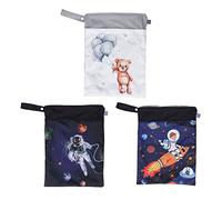 Vomeko3pcs Cloth Diaper Wet Dry Bags W aterproof Reusable,Double Pockets Folding Diaper Bags,PoolSoiled Baby Items Yoga Gym Bag for Swimsuits or Wet Clothes,for Outdoor Use