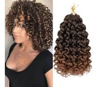 Vomella GoGo Curl Crochet Hair 8 Packs 10 Inch Water Wave Curly Crochet Hair for Black Women Ombre Brown Short Beach Curl Synthetic Deep Twist Crochet Hair Extensions T30