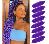 Vomella Marley Hair 18 Inch 8 Packs 8 Bundles Pre Cut Afro Braids Hair Extensions for False Braids with Elastic Protection for Women N