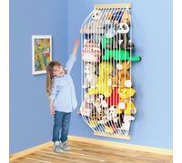 VOMELON Stuffed Animal Storage Hammock Wooden Plush Toy Organizer for Kids Room Décor, Playroom Nursury Plush Toys Storage Caddy, Decoration Wall Hanging Stuffed Animal Net or Hammock Corner