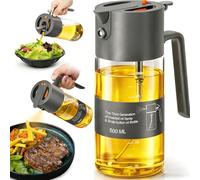 VOMEP Oil Sprayer for Cooking, 2025 Large Advanced Olive Oil Dispenser Bottle,500ml/17oz Glass Olive Oil Sprayer,2 in 1 Even Spray with Portion Control for Kitchen, Air Fryer, Salad, BBQ - Gray