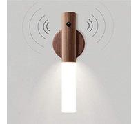 VOMI LED Battery Wall Light Wooden with Motion Sensor Modern Interior Wireless Wall Lamp Intelligent Magnetic Night Light with USB Rechargeable Portable Sconce 1W for Bedroom Living Room Stairs