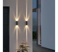 VOMI Outdoor Wall Light 2Pack, LED Up and Down Lights, IP65 Aluminum Waterproof Outdoor Wall Lamps, Modern Porch Lantern Spotlights, 3000k 6W Black Exterior Wall Sconces