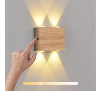 VOMI Wireless Wall Lamp Rechargeable USB LED Wall Light Indoor Wall Light 4000mAh Battery Touch Dimmable 3000K Warm Light for Bedroom Installation Without Drilling