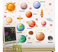 Vomika 105PCS Outer Space Wall Decals, Solar System Wall Stickers, Colorful Universe Rocket Planets Wall Decor, Self-Adhesive Vinyl Wallpaper for Nursery Bedroom Playroom Classroom Decorations Gift