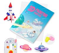 Vomika 3D Pen Printing Drawing Book, Outer Space Theme 40 Patterns Graffiti Template, 3D Printer Drawing Molds with A PVC Transparent Board, Thick Paper Stencils for Starter and Artist DIY Gift