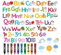 Vomika 55Pcs Animal Alphabet Numbers Wall Decals, Colorful ABC Stickers
