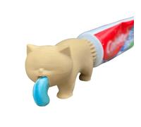 Vomiting Toothpaste Cat, Funny Cat Vomit Toothpaste Toppers, Ugly Toothpaste Cap Dispenser, Cat Lover Gag Gifts - White Elephant Gifts Idea (Beige,2-Pack)