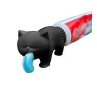 Vomiting Toothpaste Cat, Funny Cat Vomit Toothpaste Toppers, Ugly Toothpaste Cap Dispenser, Cat Lover Gag Gifts - White Elephant Gifts Idea (Black,2-Pack)