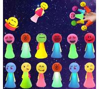 Vomkela Pack of 12 LED Feather Light Jumping Toy, Party Bag Children's Birthday Party Favors, LED Jumping Emoticon Light Toy Children Christmas Party Accessories for 3-15 Years Girls and Boys