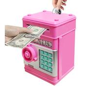 Vommery Electronic Money Box with Password Protection, Mini ATM Safe Coin Banks Toy, Auto Paper Money Scroll Saving, for Children and Teens to Encourage Saving Habits (Deep Pink)
