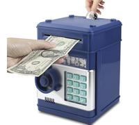 Vommery Electronic Money Box with Password Protection, Mini ATM Safe Coin Banks Toy, Auto Paper Money Scroll Saving, for Children and Teens to Encourage Saving Habits (Navy Blue)