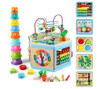 Vomocent - Wooden Activity Cube 1 Year Maze Educational Learning for Kids 1-3 Years Montessori Development Toy for Boys and Girls 12-36 Years