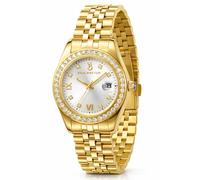 VON BREYER Women's Eterna Roma Luxury Quartz Watch with a White Dial, a Crystal Studded Bezel & a Gold Plated Bracelet VON BREYER Gold One Size