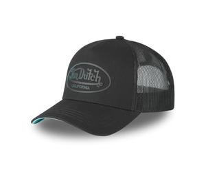 Von Dutch 126 Trucker Cap, Black with Turquoise Lapel, Breathable Mesh, California Style