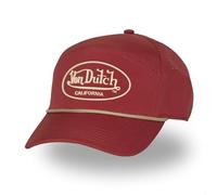 Von Dutch 6 Panel Adult Logo Rubber Print Cord Cap, Red / Beige, One Size