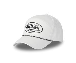Von Dutch 6 Panel Adult Logo Rubber Print Cord Cap, White / Black, One Size