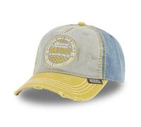 Von Dutch Adult Baseball Cap with Embroidered Distressed Effect Retro Skull, Yellow/Grey/Blue, One Size