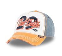 Von Dutch Adult's Front Embroidered Distressed Retro Skull Baseball Cap, White, orange and blue, One Size