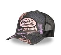 Von Dutch Black Trucker Cap with Multi Color Logos California Style Adjustable, Black With Multi Coloured Logos (Pink, Purple, Blue), One size