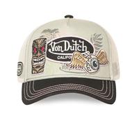 Von Dutch California Tiki Patch Mesh Trucker Cap Beige Black Vintage Style