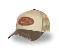 Von Dutch Cap Men's Beige Brown Distressed Trucker | Cap Cotton Novelty Gift One Size