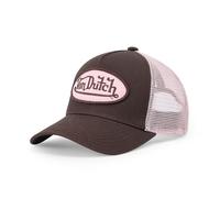 Von Dutch Classic Trucker Hat for Kids, Adjustable Mesh with Logo, Breathable Back and Fashion Prints, One Size Fits All, Brown and Pink, One Size