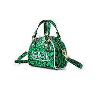 Von Dutch Core Hanna Bag | 6.5” Vegan Leather Mini Crossbody with Logo Hardware, Top Handles & Branded Interior Pouch, Cheetah Lime Green, Mini