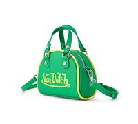 Von Dutch Core Hanna Bag | 6.5” Vegan Leather Mini Crossbody with Logo Hardware, Top Handles & Branded Interior Pouch, Twotone Green and Yellow, Mini