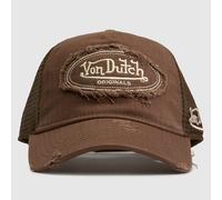 Von Dutch Distressed Trucker Cap in Dark Brown One Size