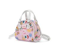 Von Dutch Jax Mini Bowling Bag | 6.8” Vegan Leather Crossbody with Logo Hardware, Top Handles & Branded Interior, Jax Light Pink, Mini