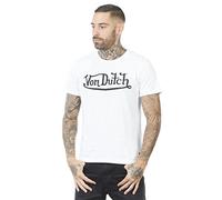 Von Dutch Men's First White Print Black Round Neck T-Shirt, white, L