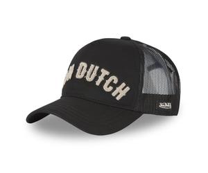 Von Dutch Men's & Women's Adjustable Trucker Cap, Athletic, Soft and Relaxed Fit, Black/Beige, One Size