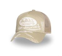 Von Dutch Men's & Women's Cafe Cap, Adjustable Trucker Cap by Snapback, Beige/White, One Size