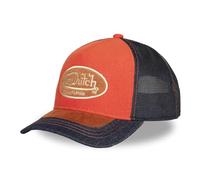 Von Dutch Men's & Women's Shield Cap, Adjustable Trucker Cap by Snapback, Orange/Brown/Blue, One Size