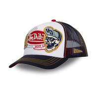 Von Dutch Men's & Women's Badge, Adjustable Trucker Cap with Snapback, Red / white, One size