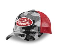 Von Dutch Men's & Women's Trucker Cap CAMO, Adjustable with Faux Fur, Black/Grey/Red, One Size