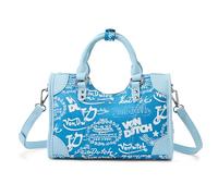 Von Dutch Mini County Bag, Vegan Leather Satchel Handbags for Women with Top Handle & Crossbody Strap, Blue, One Size