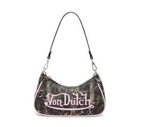 Von Dutch Purse Shoulder Bag, Women's Shoulder Handbags Logo Print and Gold or Silver Chain with Wrench Charm, Pink Tree Camo