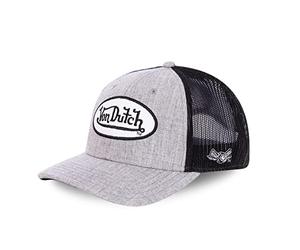 Von Dutch Terr Grey Trucker Hat for Men and Women | Unisex, Adult 55.5-60 cm, Snapback Closure, Sweatband, Hard Mesh, Curved Visor, Vintage