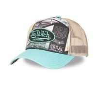 Von Dutch Trucker Cap South CaliforniaDutch Women/Men - Trucker Mesh Snapback, with Visor, Summer/Winter Spring Summer Fall Winter, Turquoise and Beige, One Size