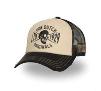 Von Dutch Trucker Cap with Soft Mesh Bamboo Effect with Print Crew, Black/Beige, One Size