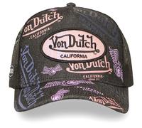 Von Dutch Black Trucker Cap with Multi Color Logos California Style Adjustable, Black With Multi Coloured Logos (Pink, Purple, Blue), One size