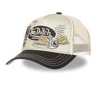 Von Dutch California Tiki Patch Mesh Trucker Cap Beige Black Vintage Style