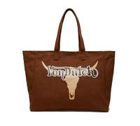 Von Dutch Women's Chopper Tote Bag - Stylish Canvas Handbag, Spacious Interior, and Iconic Logo Design, Brown Bull, 15" x 5" x 14"