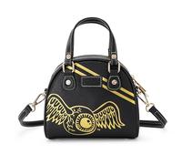 Von Dutch Womens Classic Bowling Bag - Womens Handbag with Adjustable Strap, Spacious Interior, and Iconic Logo Design, Racing Stripe Black & Gold