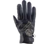 Von Dutch X Helstons Bones perforated Motorcycle Gloves, black, size 11